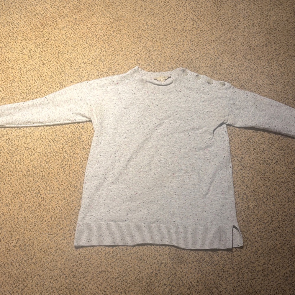 LOFT Light Gray Crew Neck Sweater
